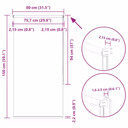 vidaXL Roller Blind Blackout Off White 75x230 cm Fabric Width 70.7 cm Polyester - off white, 80 x 150 cm - Additional view 3