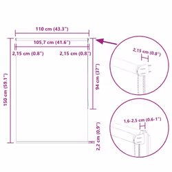 vidaXL Roller Blind Blackout Off White 110x150cm Fabric Width 105.7cm Polyester - Additional view 3