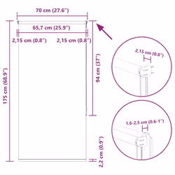 vidaXL Roller Blind Blackout Off White 75x230 cm Fabric Width 70.7 cm Polyester - off white, 70 x 175 cm