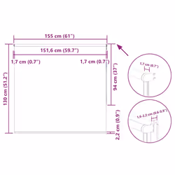 vidaXL Roller Blind Blackout Red 155x130 cm Fabric Width 151.6 cm Polyester