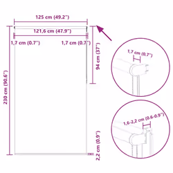 vidaXL Roller Blind Blackout Red 125x230 cm Fabric Width 121.6 cm Polyester