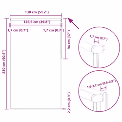 vidaXL Roller Blind Blackout Red 130x230 cm Fabric Width 126.6 cm Polyester