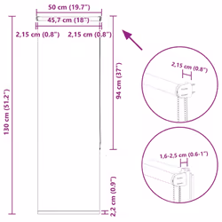 vidaXL Roller Blind Blackout Off White 45x175 cm Fabric Width 40.7 cm Polyester - white, 50 x 130 cm - Additional view 3