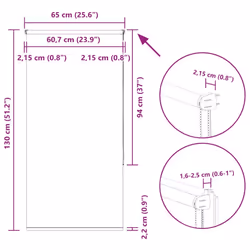 vidaXL Roller Blind Blackout Off White 75x230 cm Fabric Width 70.7 cm Polyester - white, 65 x 130 cm