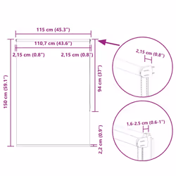 vidaXL Roller Blind Blackout White 115x150 cm Fabric Width 110.7 cm Polyester