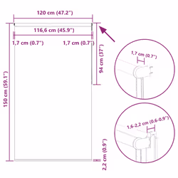 vidaXL Roller Blind Blackout White 120x150 cm Fabric Width 116.6 cm Polyester