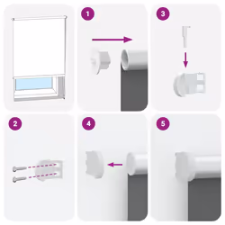 vidaXL Roller Blind Blackout White 135x150 cm Fabric Width 131.6 cm Polyester - Additional view 4