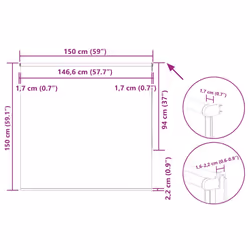 vidaXL Roller Blind Blackout White 150x150 cm Fabric Width 146.6 cm Polyester
