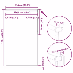 vidaXL Roller Blind Blackout White 130x175 cm Fabric Width 126.6 cm Polyester