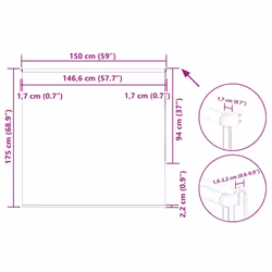 vidaXL Roller Blind Blackout White 150x175 cm Fabric Width 146.6 cm Polyester