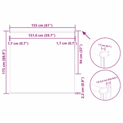 vidaXL Roller Blind Blackout White 155x175 cm Fabric Width 151.6 cm Polyester