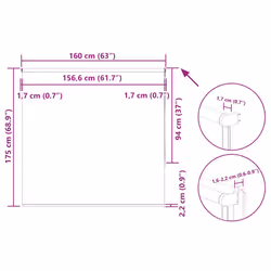 vidaXL Roller Blind Blackout White 160x175 cm Fabric Width 156.6 cm Polyester