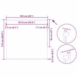 vidaXL Roller Blind Blackout White 165x175 cm Fabric Width 161.6 cm Polyester