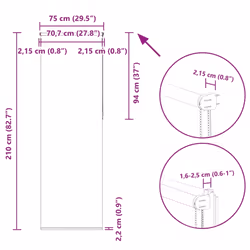 vidaXL Roller Blind Blackout Off White 75x230 cm Fabric Width 70.7 cm Polyester - white, 75 x 210 cm - Additional view 3