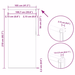 vidaXL Roller Blind Blackout White 105x210 cm Fabric Width 100.7 cm Polyester