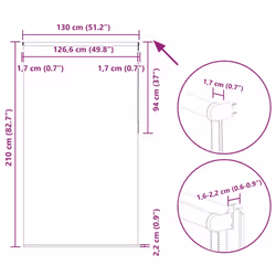 vidaXL Roller Blind Blackout White 130x210 cm Fabric Width 126.6 cm Polyester