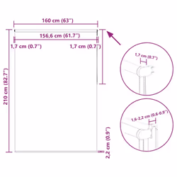 vidaXL Roller Blind Blackout White 160x210 cm Fabric Width 156.6 cm Polyester