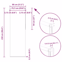 vidaXL Roller Blind Blackout Off White 75x230 cm Fabric Width 70.7 cm Polyester - white, 80 x 230 cm
