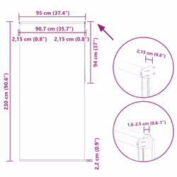 vidaXL Roller Blind Blackout Fabric Polyester - white, 95 x 230 cm