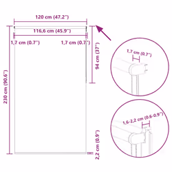 vidaXL Roller Blind Blackout White 120x230 cm Fabric Width 116.6 cm Polyester