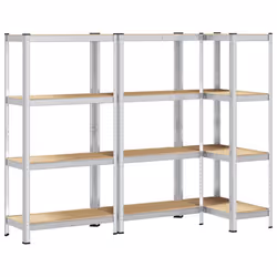 vidaXL 4-Layer Storage Shelves 3 pcs Silver Steel&Engineered Wood