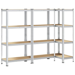 vidaXL 4-Layer Storage Shelves 3 pcs Silver Steel&Engineered Wood