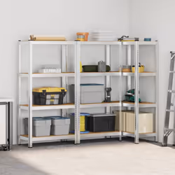 vidaXL 4-Layer Storage Shelves 3 pcs Silver Steel&Engineered Wood