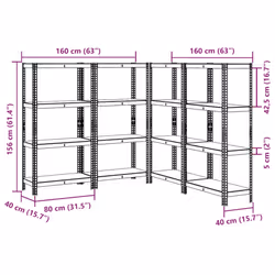 vidaXL 4-Layer Storage Shelves 4 pcs Silver Steel&Engineered Wood
