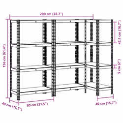 vidaXL 4-Layer Storage Shelves 3 pcs Blue Steel&Engineered Wood