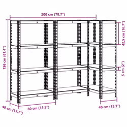 vidaXL 4-Layer Storage Shelves 3 pcs Anthracite Steel&Engineered Wood