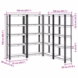 vidaXL 5-Layer Storage Shelves 4 pcs Anthracite Steel&Engineered Wood