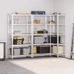 vidaXL 5-Layer Storage Shelves 3 pcs Silver Steel&Engineered Wood