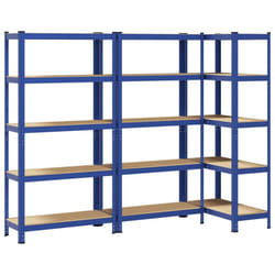 vidaXL 5-Layer Storage Shelves 3 pcs Blue Steel&Engineered Wood