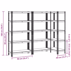 vidaXL 5-Layer Storage Shelves 3 pcs Blue Steel&Engineered Wood - Additional view 10