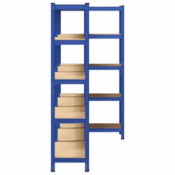 vidaXL 5-Layer Storage Shelves 3 pcs Blue Steel&Engineered Wood - Additional view 4