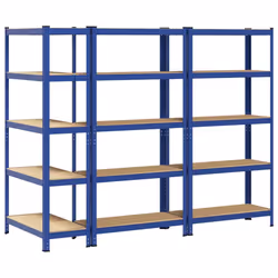 vidaXL 5-Layer Storage Shelves 3 pcs Blue Steel&Engineered Wood - Additional view 5