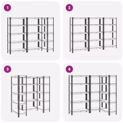 vidaXL 5-Layer Storage Shelves 3 pcs Blue Steel&Engineered Wood - Additional view 6