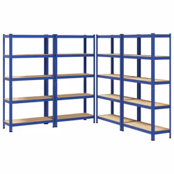 vidaXL 5-Layer Storage Shelves 4 pcs Blue Steel&Engineered Wood