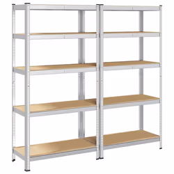 vidaXL 5-Layer Heavy-duty Shelves 2 pcs Silver Steel&Engineered Wood