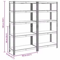 vidaXL 5-Layer Heavy-duty Shelves 2 pcs Silver Steel&Engineered Wood