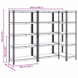 vidaXL 5-Layer Storage Shelves 3 pcs Blue Steel&Engineered Wood