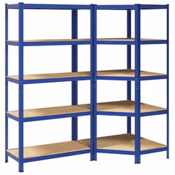 vidaXL 5-Layer Shelves Set Steel&Engineered Wood garage shelving - blue, 2 pcs