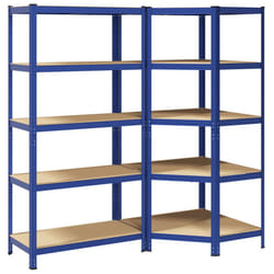 vidaXL 5-Layer Shelves Set Steel&Engineered Wood garage shelving - blue, 2 pcs