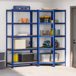 vidaXL 5-Layer Shelves Set Steel&Engineered Wood garage shelving - blue, 2 pcs