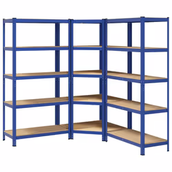 vidaXL 5-Layer Shelves Set Steel&Engineered Wood garage shelving - blue, 3 pcs
