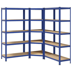 vidaXL 5-Layer Shelves Set Steel&Engineered Wood garage shelving - blue, 3 pcs