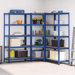 vidaXL 5-Layer Shelves Set Steel&Engineered Wood garage shelving - blue, 3 pcs