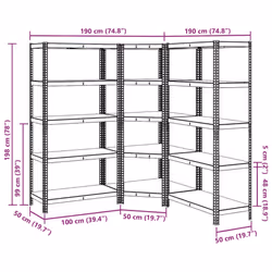 vidaXL 5-Layer Shelves Set Steel&Engineered Wood garage shelving - blue, 3 pcs