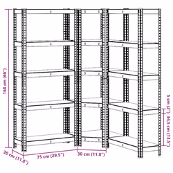 vidaXL 3 Piece 5-Layer Shelves Set Blue Steel&Engineered Wood garage shelving