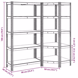 vidaXL 2 Piece 5-Layer Shelves Set Blue Steel&Engineered Wood garage shelving